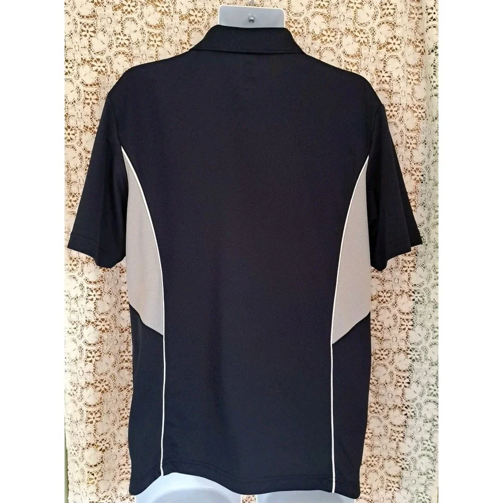 PGA Tour Airflux Golf Polo L Navy Blue Gray Accent 3 Button Short Sleeve Casual - Picture 9 of 9